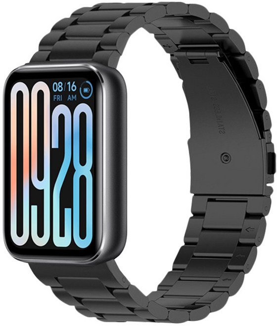 스페이스쉴드 샤오미 미밴드 9 프로 호환 스틸 스트랩, 블랙, 1개