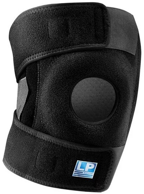 LP SUPPORT 雙彈簧支撐型護膝, 黑色, 1個