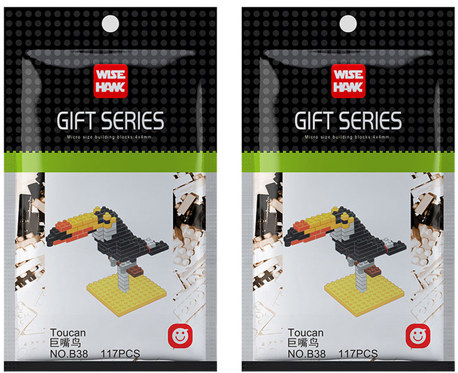 와이즈호크 나노블럭 투칸앵무새 B38wh, 혼합색상, 2개