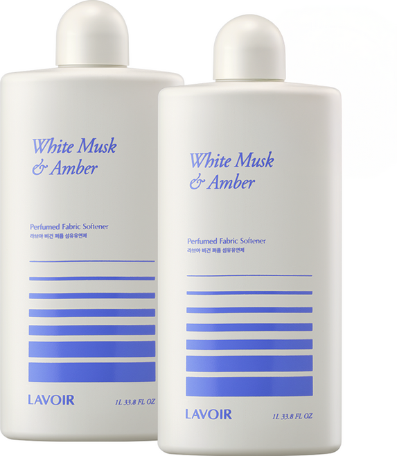 [비건라이프] 라브아 퍼퓸 비건 초고농축 섬유유연제 화이트머스크앤앰버 본품, 1L, 2개