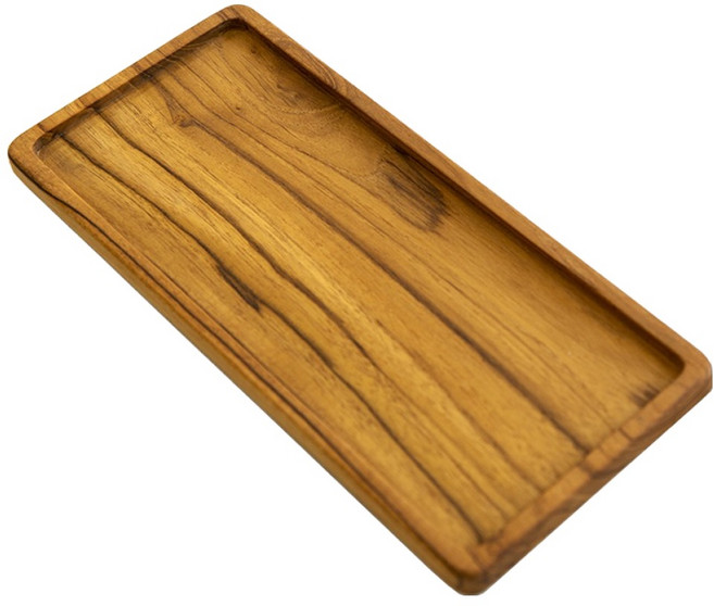 스와하 코팅을 하지 않은 티크 플레이트 접시, 1개, 원목