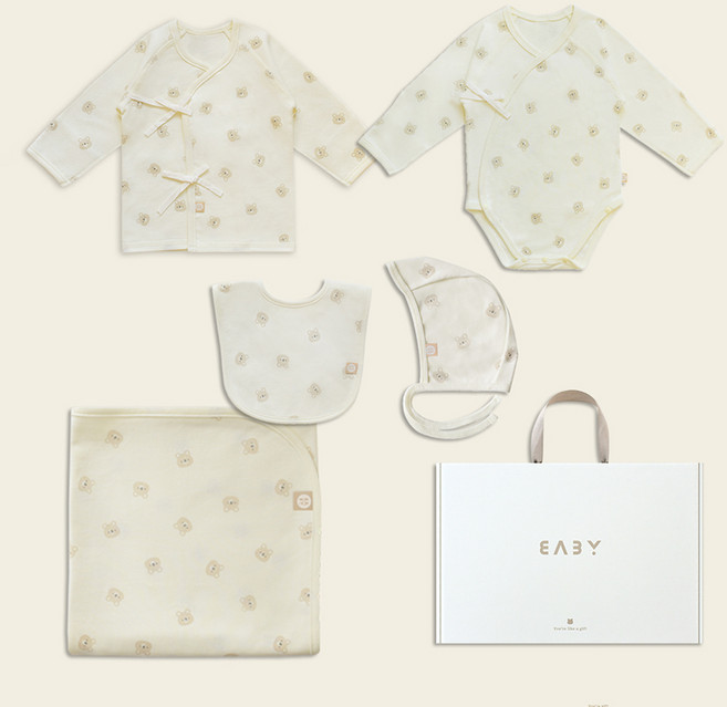 베이비앤아이 유아용 사계절 배냇저고리 + 슈트 + 속싸개 + 턱받이 + 모자 선물세트