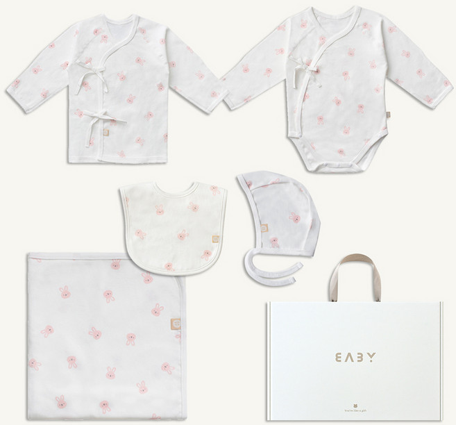 베이비앤아이 유아용 사계절 배냇저고리 + 슈트 + 속싸개 + 턱받이 + 모자 선물세트