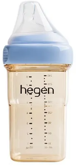 hegen 金色奇蹟 PPSU 多功能方圓型寬口奶瓶, 沁藍色, 240ml, 1個