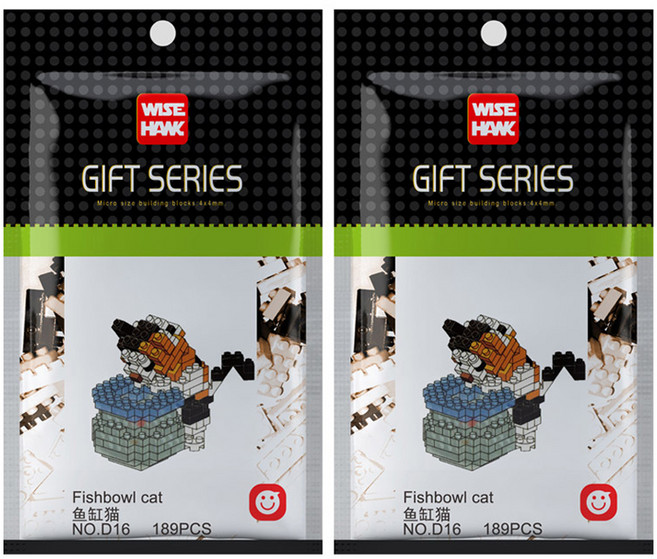 와이즈호크 어항고양이 나노블럭 D16wh, 혼합색상, 2개