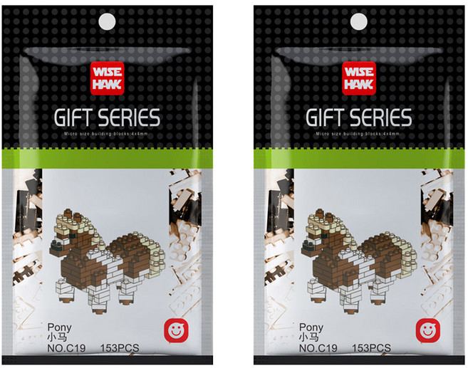 와이즈호크 포니 나노블럭 C19wh, 혼합색상, 2개