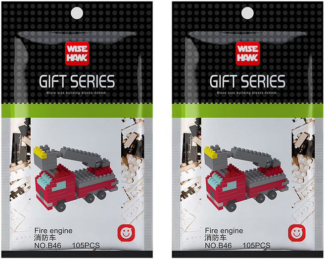 와이즈호크 소방차 나노블럭 B46wh, 혼합색상, 2개