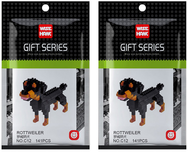 와이즈호크 아토나노 로트와일러 나노블럭 C12wh, 혼합색상, 2개