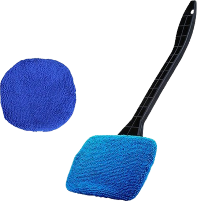 미라클리빙 자동차 유리 사이드미러 먼지 물기닦이 밀대걸레 + 걸레포 블루 2p 세트, 1세트