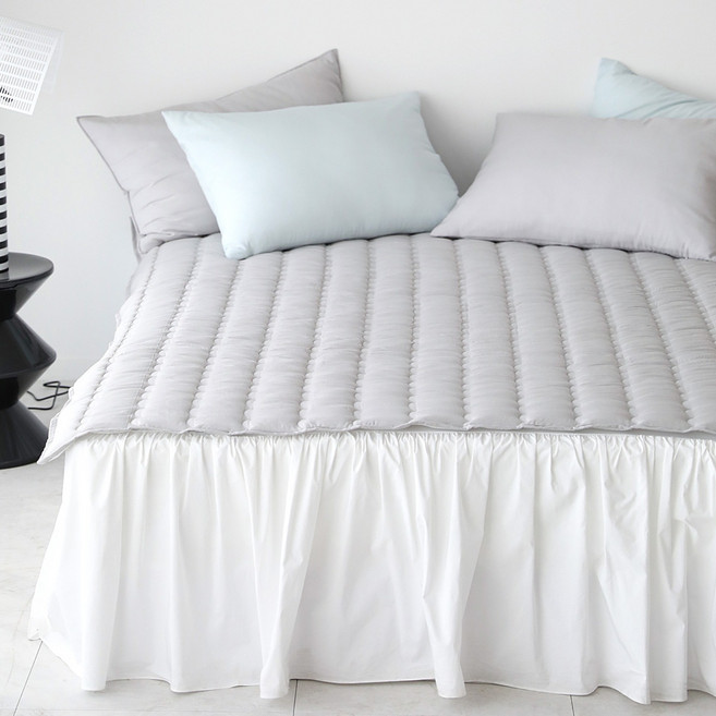 베이직톤 국내산 모달100 한사이즈 큰 밴드 고정형 침대패드, 그레이