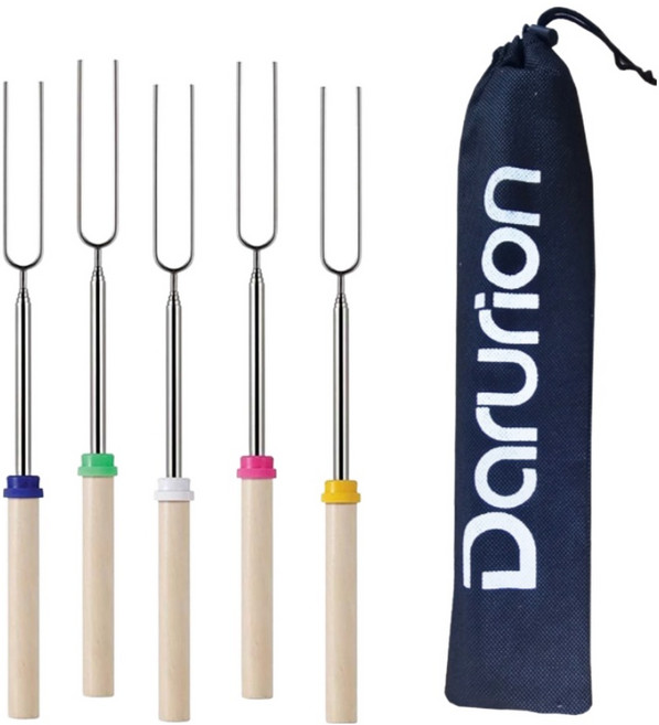 다루리온 캠핑 마시멜로우 꼬치 5종 + 전용파우치 세트, 혼합색상, 1세트