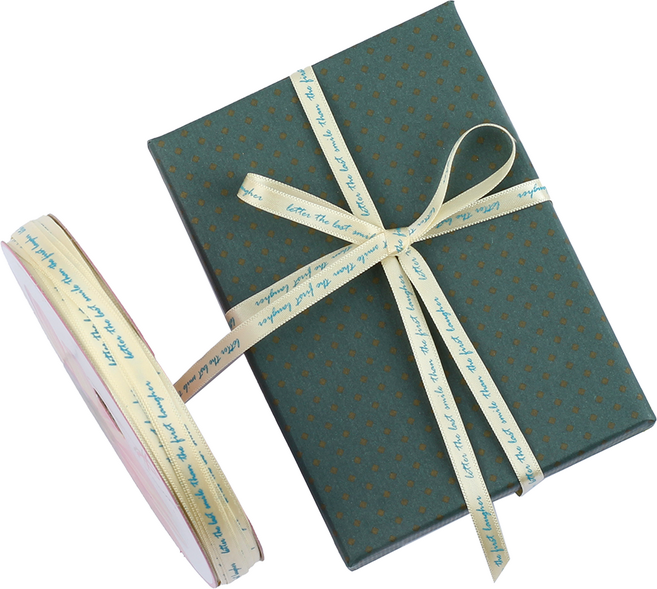 노크원 선물 포장 얇은 리본 러브레터주자 리본 6mm, 04아이보리 + 파랑, 1개, 18m