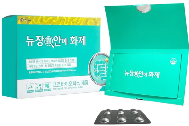 유유제약 신바이오틱스 뉴장안에화제 유산균 27g, 60정, 1개 - 쿠팡