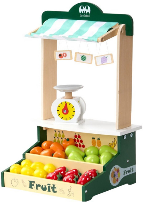 캐스비 플레이 원목슈퍼마켓놀이대 과일 세트, 혼합색상, 1개