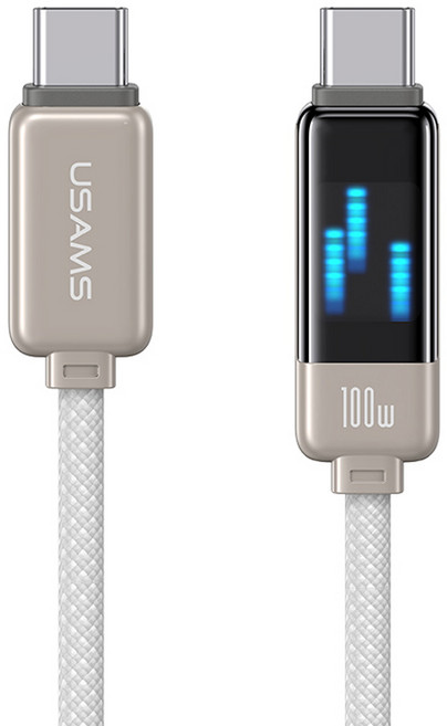 USAMS 優勝仕 Type-C to Type-C Light 100W 超高速充電傳輸線, 鈦色, 1.2m, 1個
