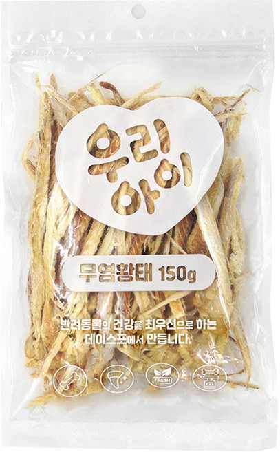 데이스포 강아지 우리아이 무염 건조간식, 황태, 150g, 1개