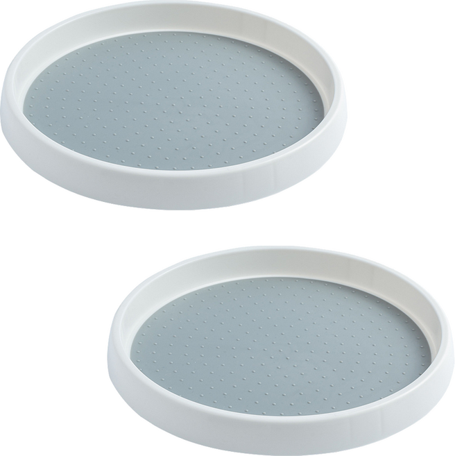 마르벨라 회전 트레이 미끄럼 방지 양념통 정리대, 화이트, 2개
