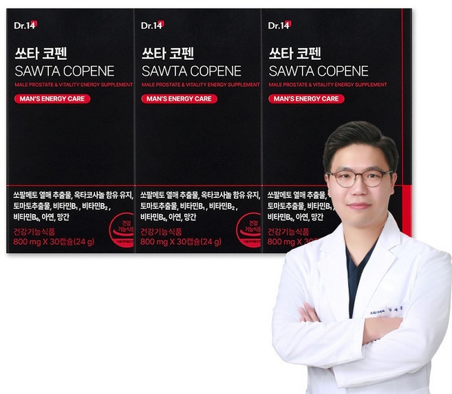 닥터포틴 남성용 활력 영양제 쏘타코펜 24g, 3개, 30정
