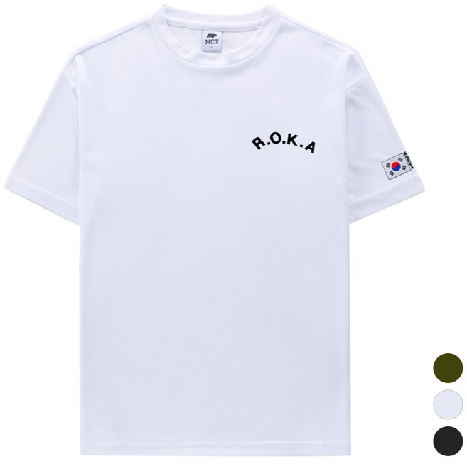 MCT 男女通用 涼感透氣 Cool Dry 機能性 韓國陸軍ROKA短袖T恤, 白色