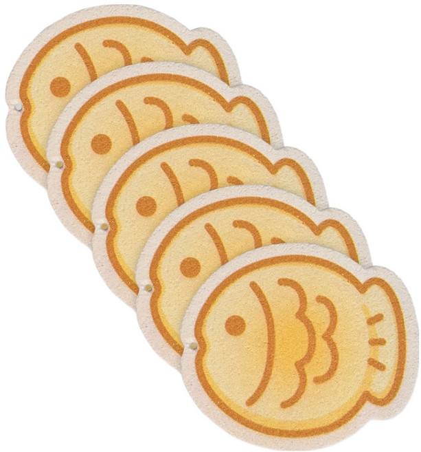 한올 셀룰로오스 수세미 푸드시리즈 붕어빵, 1개, 5개입