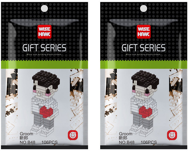 WISEHAWK 신랑 나노블럭 B48wh, 혼합색상, 2개