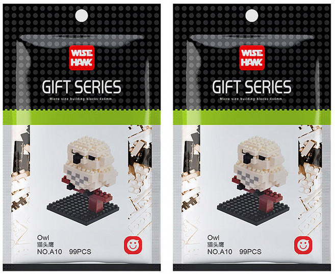 WISEHAWK 올빼미 나노블럭 A10wh, 혼합색상, 2개