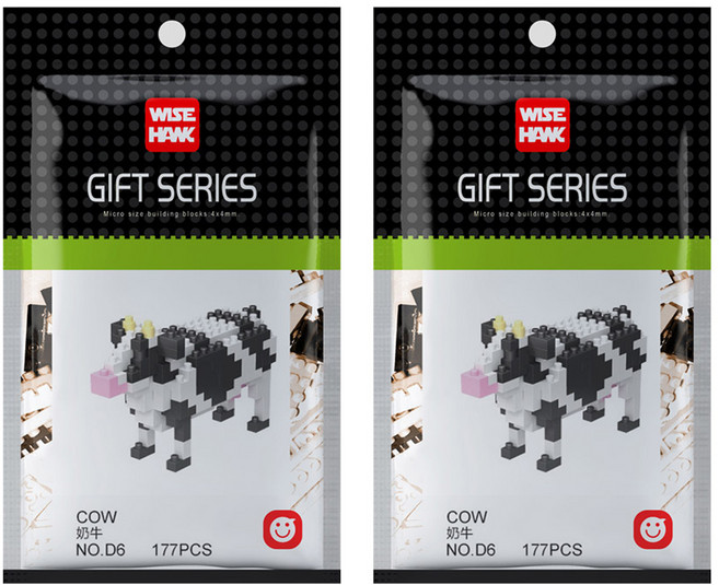 와이즈호크 젖소 나노블럭 D6wh, 혼합색상, 2개