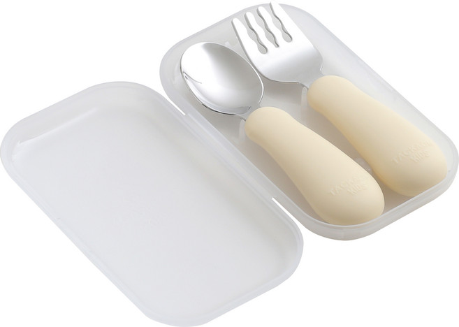 탁가온 유아용 실리콘 애스 스푼 + 포크 + 케이스, 옐로우, 123 스푼포크(S)+케이스, 1세트