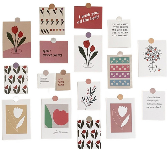 인아트 인테리어 벽꾸미기 감성 사진 엽서 17종 세트, 플라워, 1세트