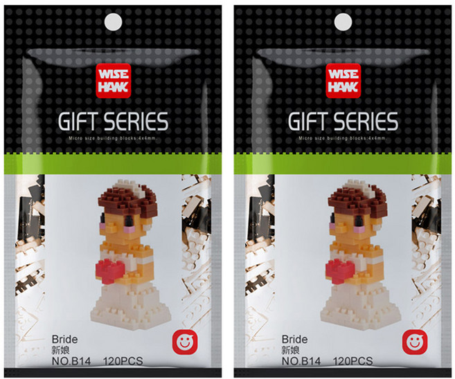 WISEHAWK 신부 나노블럭 B14wh, 혼합색상, 2개