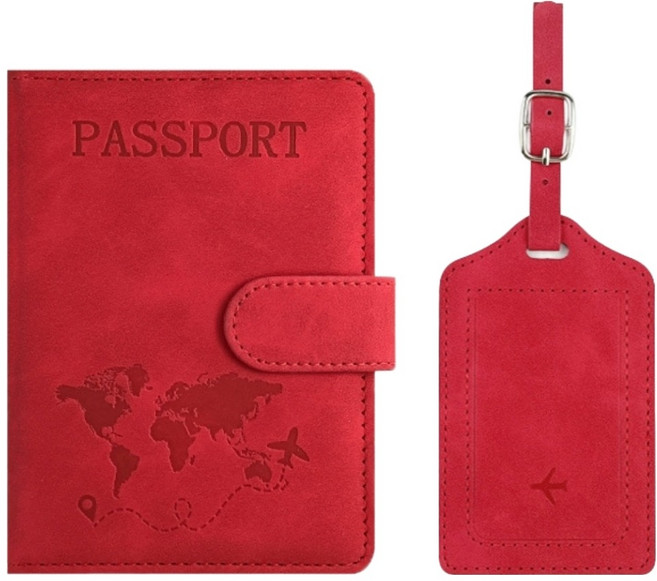 벨리안 해킹방지 프리미엄 가죽 여권 케이스 + 네임택 세트