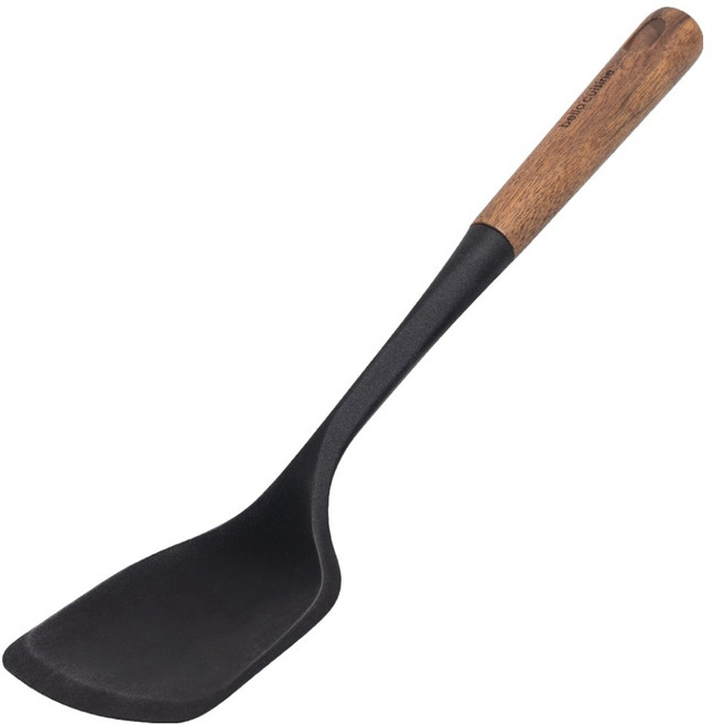 벨라쿠진 월넛우드 실리콘 볶음 뒤집개, 블랙, 1개