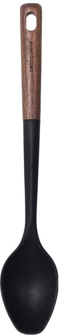 벨라쿠진 월넛우드 실리콘 요리스푼, 블랙, 1개