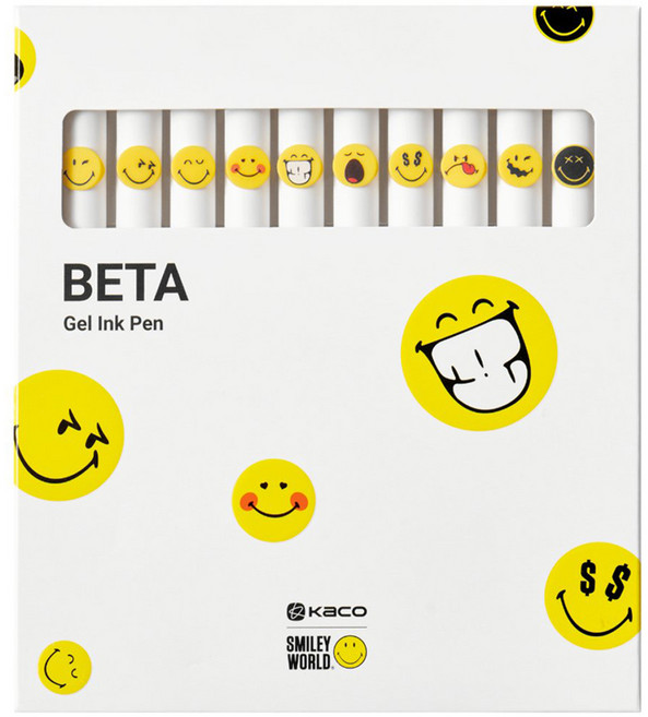 카코 스마일리 베타 젤펜 블랙심 0.5mm 10종 세트, 1세트