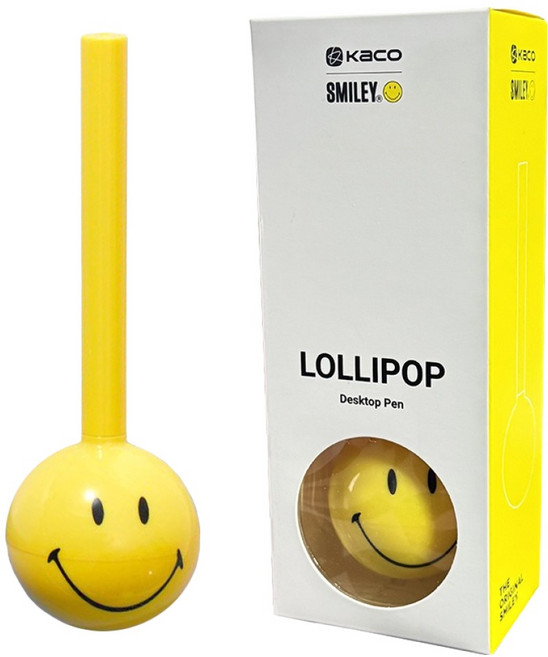 카코 스마일리 롤리팝 데스크탑펜 블랙심 0.5mm, 1개, 옐로우