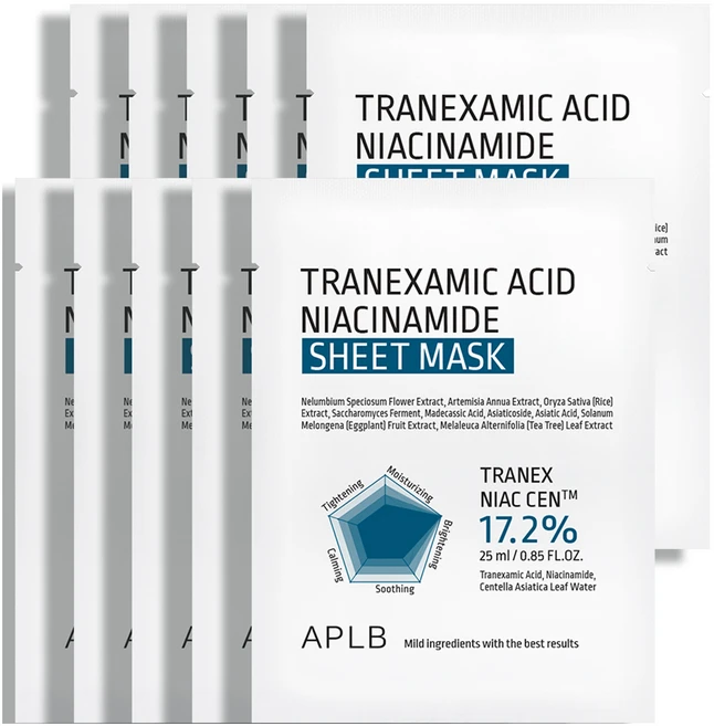 APLB 트라넥삼산 나이아신아마이드 시트 마스크, 1개, 10개입 - 쿠팡
