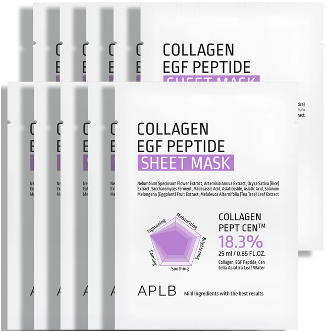 APLB 콜라겐 EGF 펩타이드 시트 마스크, 1개, 10개입 - 쿠팡