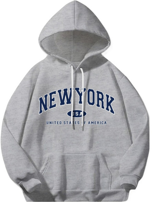 일루소 남녀공용 뉴욕 USA 소프트 특양면 후드티