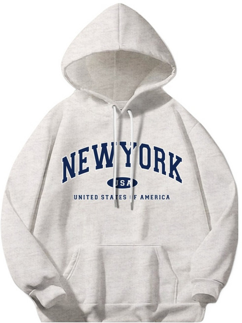 일루소 남녀공용 뉴욕 USA 소프트 특양면 후드티