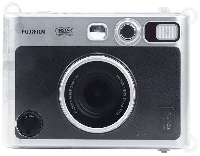 인스탁스 미니 에보 전용 케이스 투명 + 스트랩 랜덤발송 세트, 1세트