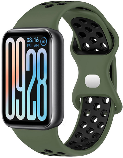 스페이스쉴드 버튼형 스포티 실리콘 스트랩, 카키블랙, 1개