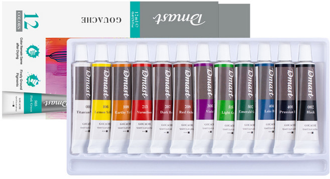 디마스트 전문가용 과슈 물감, 12ml, 12색