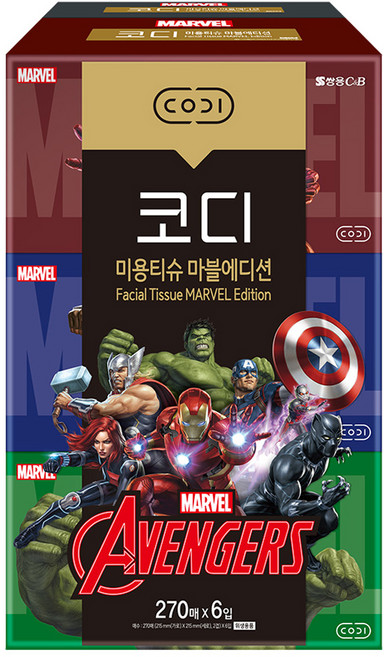 코디 천연펄프 마블에디션 미용티슈 2겹 6개 세트 랜덤발송, 1세트