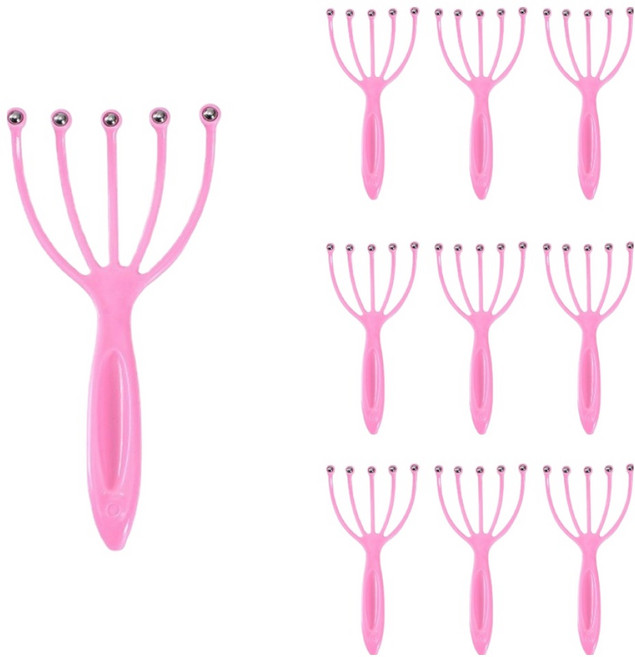 플로우코드 두르가즘 두피 마사지기, 10개, 분홍