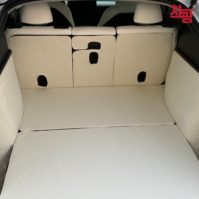 차팡 테슬라 차박 풀커버 트렁크매트 + 도어매트 세트, 바닐라 베이지, 테슬라 모델3 하이랜드