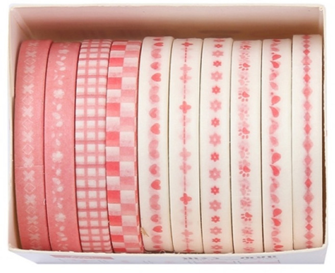 셀링뉴 아트스핀 울타리 다꾸 마스킹 종이 테이프 10종 세트 5mm x 2m, 복숭아빛, 1세트