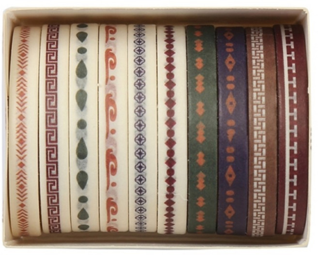 셀링뉴 아트스핀 울타리 다꾸 마스킹 종이 테이프 10종 세트 5mm x 2m, 레트로, 1세트