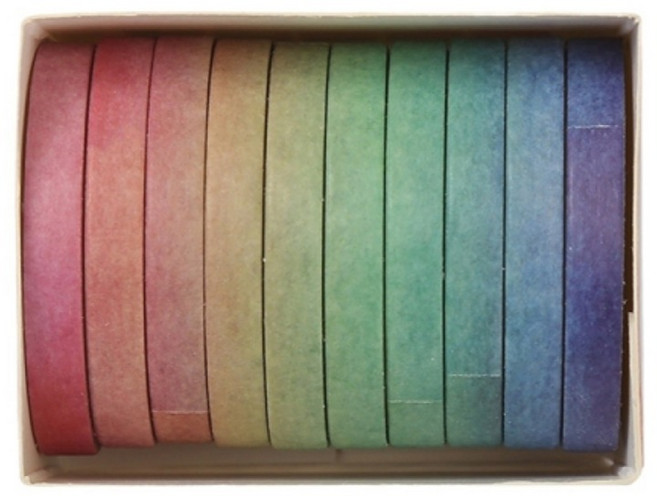 셀링뉴 아트스핀 울타리 다꾸 마스킹 종이 테이프 10종 세트 5mm x 2m, 무지개, 1세트