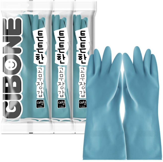 기본에 튼튼한 고무장갑, 토파즈 블루, 대(L), 3세트