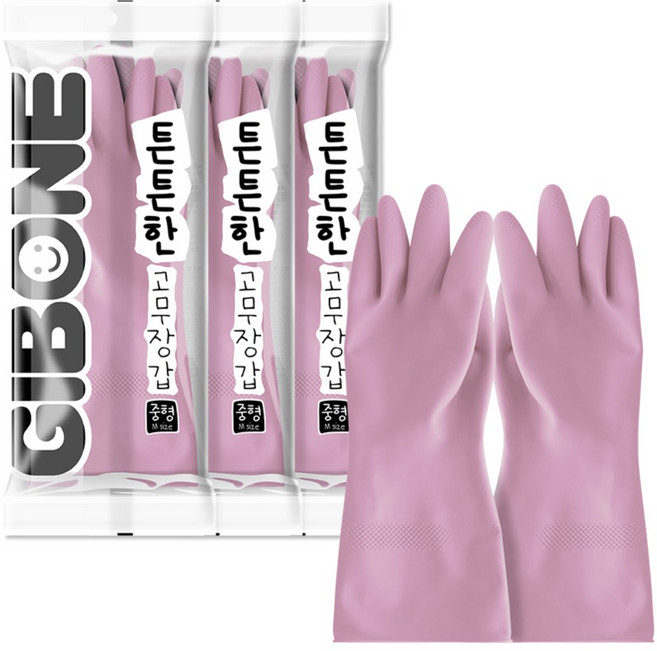 기본에 튼튼한 고무장갑, 체리 퍼플, 중(M), 3세트